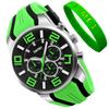 Silicone Fashionable Casual Sports Big Face Arm Watch Waterproof Chronograph Brand Analog Gentleman Watch Fluorescent Luxury Present Green Watch Man