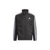Three Stripes Logo Vintage Sports Stand Collar Printed Zip Long Sleeve Jacket Men Jackets Black IK7335