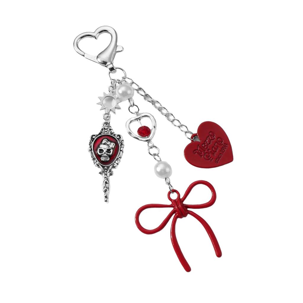 Stylish Skull Bows Keychain Bag Charm Sweet Edgy Design Metal Bag Accessory For Backpack Purse Gift
