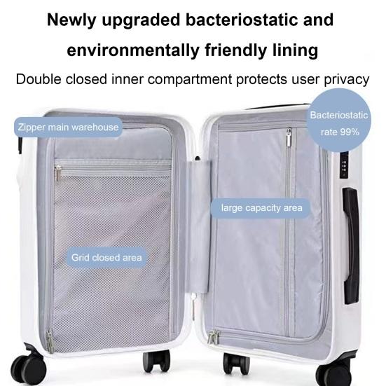 20 Inch Carry-On Suitcase Hard Shell Scratch-resistant Surface with Zipped Pocket USB And Code Lock Silent Spinner Wheel