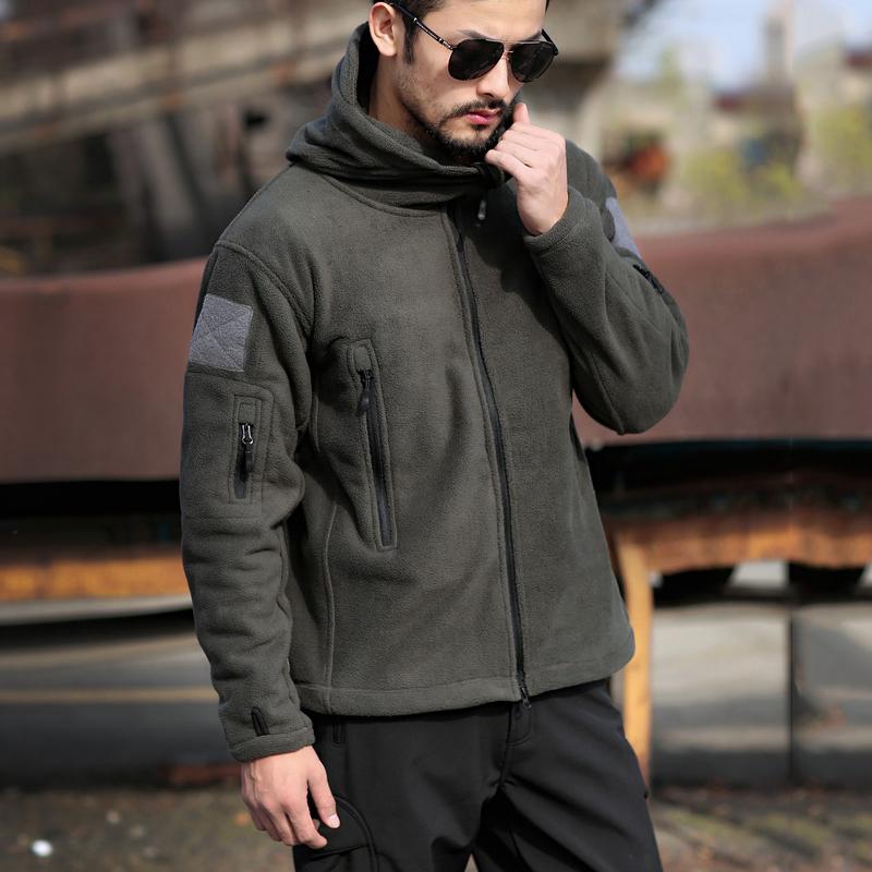 Tactical Fleece Jacket Men Winter Warm Hooded Military Jacket Casual Outdoor Hiking Hoodie Outerwear Coat with Many Pockets