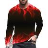 Flame Tie-dye 3D Print Summer Men's Round Neck T-shirt Casual Long Sleeve Oversized T Shirt Fashion Pullover Trend Men Clothing