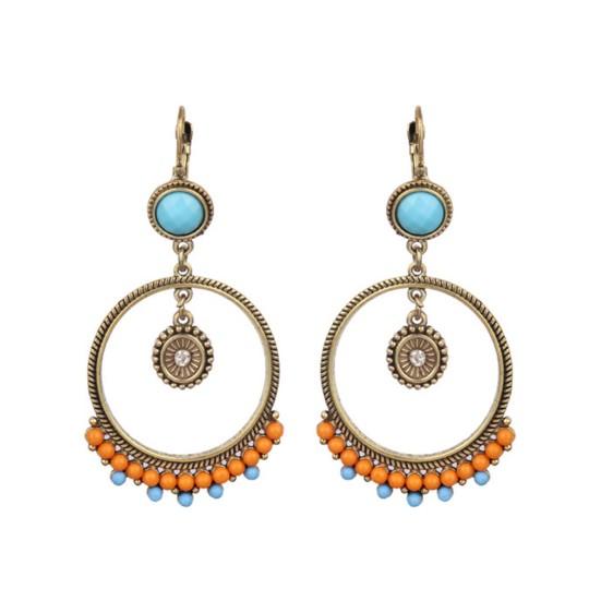 1 Pair Classic Hook Earrings Beads Ethnic Style Tassel Charm