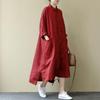 Retro Casual Mid Length Shirt Dress Versatile Loose Fit Plus Size Cotton Women's Dresses
