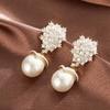 Elegant Rhinestone Drop Earrings Pearl Vintage Long Earrings Crystal Stud Earrings  Girls Gift