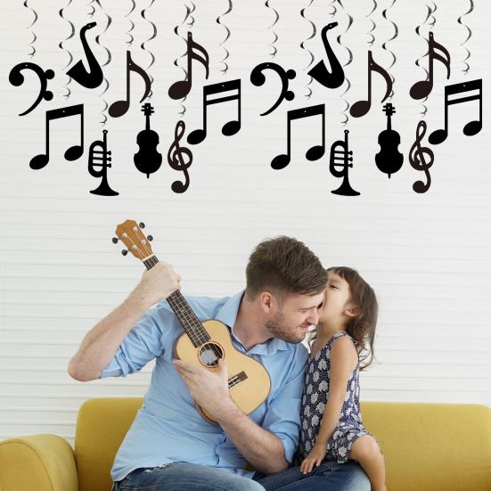 Music Note Hanging Swirls Decorations Musical Foil Whirl Cutout Spiral Ceiling Decoration for Music Theme Party Wedding Baby Shower Birthday Supplies
