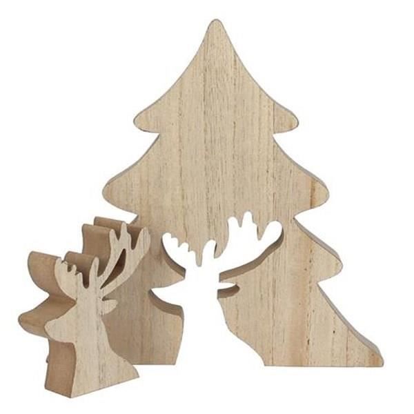 Sapin décoratif - MEGACREA DIY - Cerf amovible - 60 cm - Bois - Intérieur