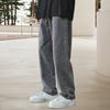Solid Color Men Jeans Loose Fit Mid Waist Male Daily Wear