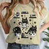 Women T-shirts New Ladies Casual Female Clothes Tops Black Cat Books Print Ladies Tees Tshirt Cartoon Graphic T-Shirt Clothing