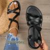 2024 New Summer Sandals Women Flats Thong Narrow Rome Style Band Flip Flops Slip On Female Beach Shoes Ladies Fashion Sandalias