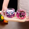 Coffee Tea Cup Double Wall Mug Milk Mug Clear Glass Cup Creative Dried Flower Glass Cup Restaurant