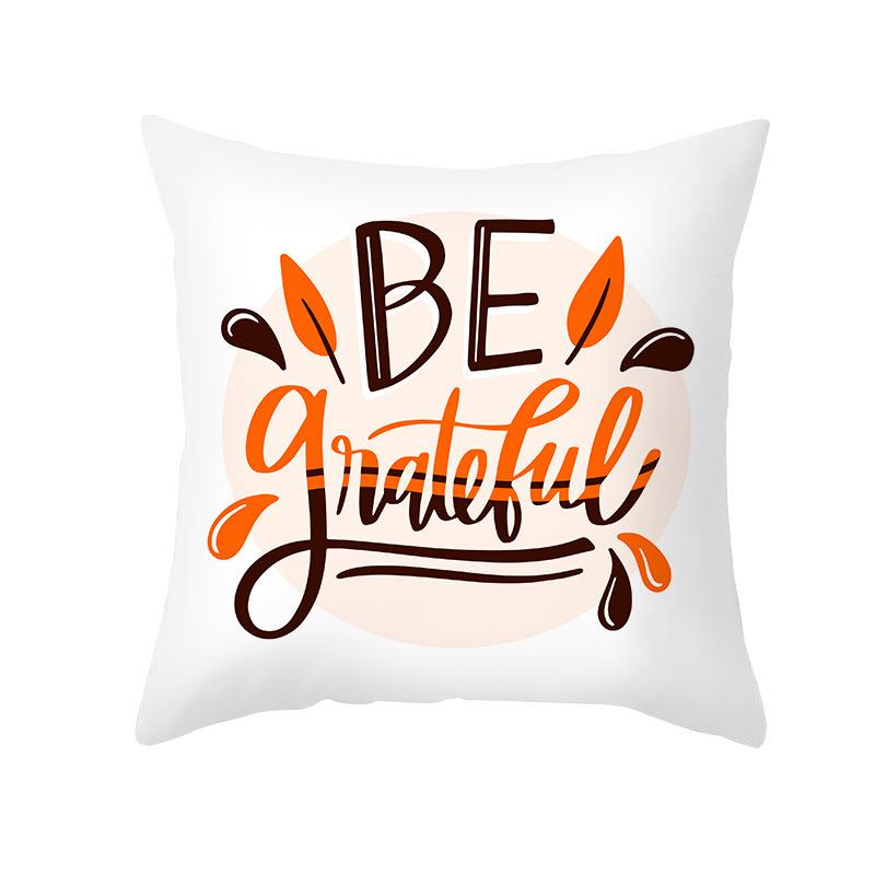 Autumn Harvest Thanksgiving Cushion Cover New Arrival Turkey Pumpkin Peach Skin Printed Cushion