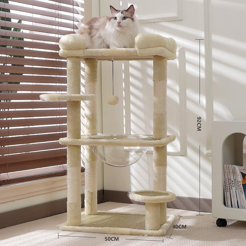 Compact Cross-Border Cat Climbing Frame: Large Cat Tree with Integrated Cat Nest, Space-Saving Design, Foreign Style