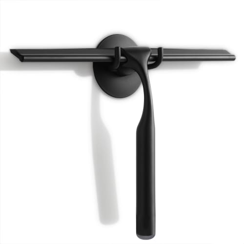 Teletrogy Shower Squeegee, 25cm Glass Wiper with Non-Slip Handle, Replacement Blades, and Hooks for Bathroom, Glass, Door, Mirror, Tile, and Car Clean