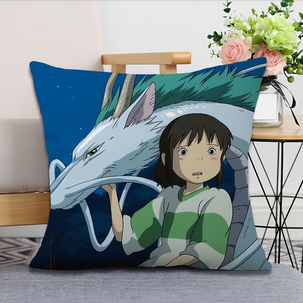 A-Away S-Spirited Cushion Cover Anime Film Soft Comfortable Pillow Case for Sofa Living Room Home Office Decor Protective Covers