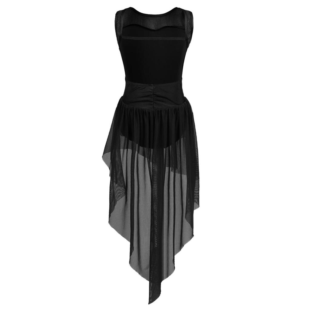 Kids Ballet Tutu Dance Leotard Dress Sleeveless High-low Hem Girls Gymnastics Leotard Stage Costumes