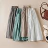 Summer Literature Loose Solid Color Cotton Linen Elastic Waistband Cropped Pants for Women Trousers Women’s