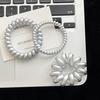 Silver Telephone Cord Hair Tie: Minimalist, Versatile, Elastic & Stylish Korean Design for Women
