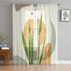 Geometric Tropical Plant Leaves Tulle Curtain Voile Transparent Tulle for Bedroom Living Room Kitchen Sheer Window Curtains