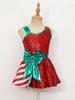 Girls Christmas Shiny Sequin Sleeveless Dress Ballet Dance Leotard Dress Christmas Party Performance Costume