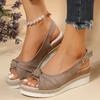 Fashion Women's Peep Toe Wedge Sandals Summer Lightweight Casual Platform Sandals Woman Non Slip Espadrilles Gladiator Shoes Plus Size