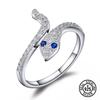 925 Sterling Silver Party Rings Adjustable Statement Crystal Zircon Snake Ring For Women Fashion Trendy Jewelry