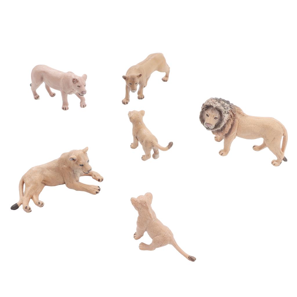 6 Pcs Lions Model Set Lifelike Mini Wild Animals Statue Lions Family Figures Decoraion for School Project