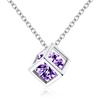 New Hot Sale Water Cubic Zircon Necklace Rubik's Cube Pendant Necklace for Ladies Party Birthday Present