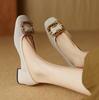 Fashion New Square Toe Thick Heels Mary Jane Shoe Women's Buckle Soft Soled Shoes Elegant Women Comfortable Low Heel Office Leather Shoe