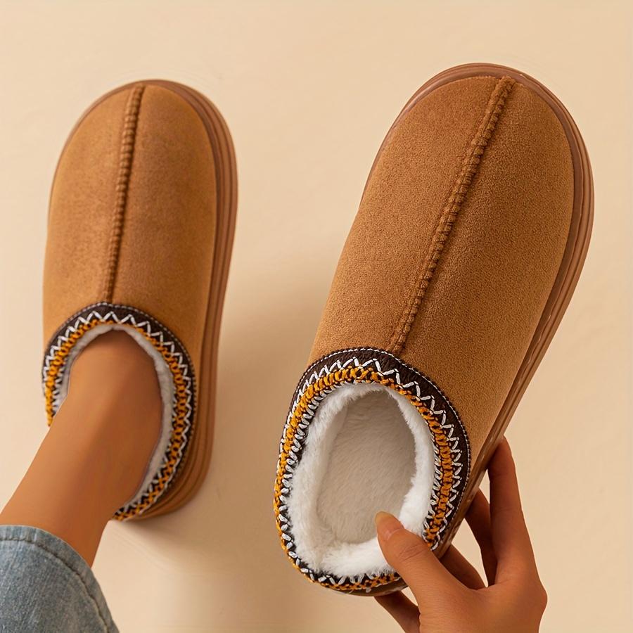 Winter Indoor And Outdoor Solid Color Thick-soled Non-slip Lightweight Warm Ladies Slippers