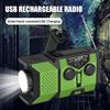 Emergency Radio with SOS Alarm Flashlight Solar Powered Hand Crank Rechargeable Radio Outdoor Camping FM AM WB Full Band Portable Radio