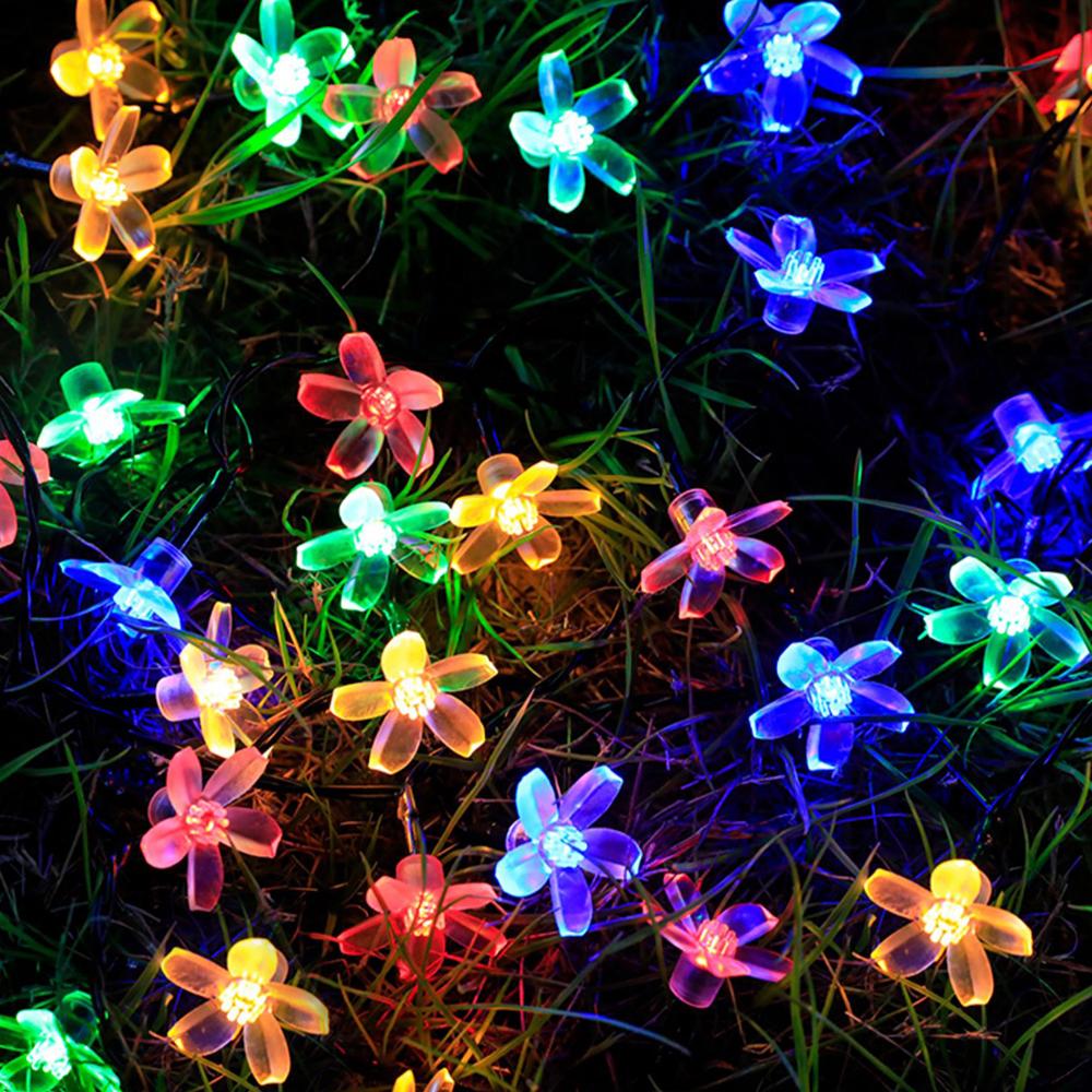 Cherry Blossom String Lights LED Battery Powered Fairy Garland Lighting Strings Crystal Flowers Waterproof Christmas Home Decor