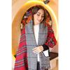 Double Sided Houndstooth Plaid Patterned Scarf Shoulder Shawl 70x185 Cm 1214 Red