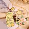 Pendant Hollow Bookmark Chinese Style Floral Painting Bookmark Retro Metal Bookmark  Student