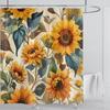 Sunflower Flower Shower Curtain Waterproof Shower Curtain Polyester Fabric 3D Printed Curtain Bathroom Decoration With Hooks