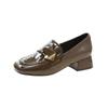 Retro Shoes Women 2024 Autumn New Fashion Style Square Head Low Heel High Grade Women's Shoes Genuine Leather Pumps Med 3cm-5cm)