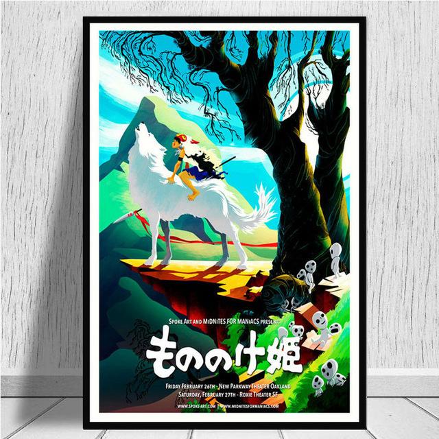 Japan Anime Princess Mononoke Canvas Painting Posters and Prints Wall Art Pictures for Living Room Cuadros Home Decoration No Frame