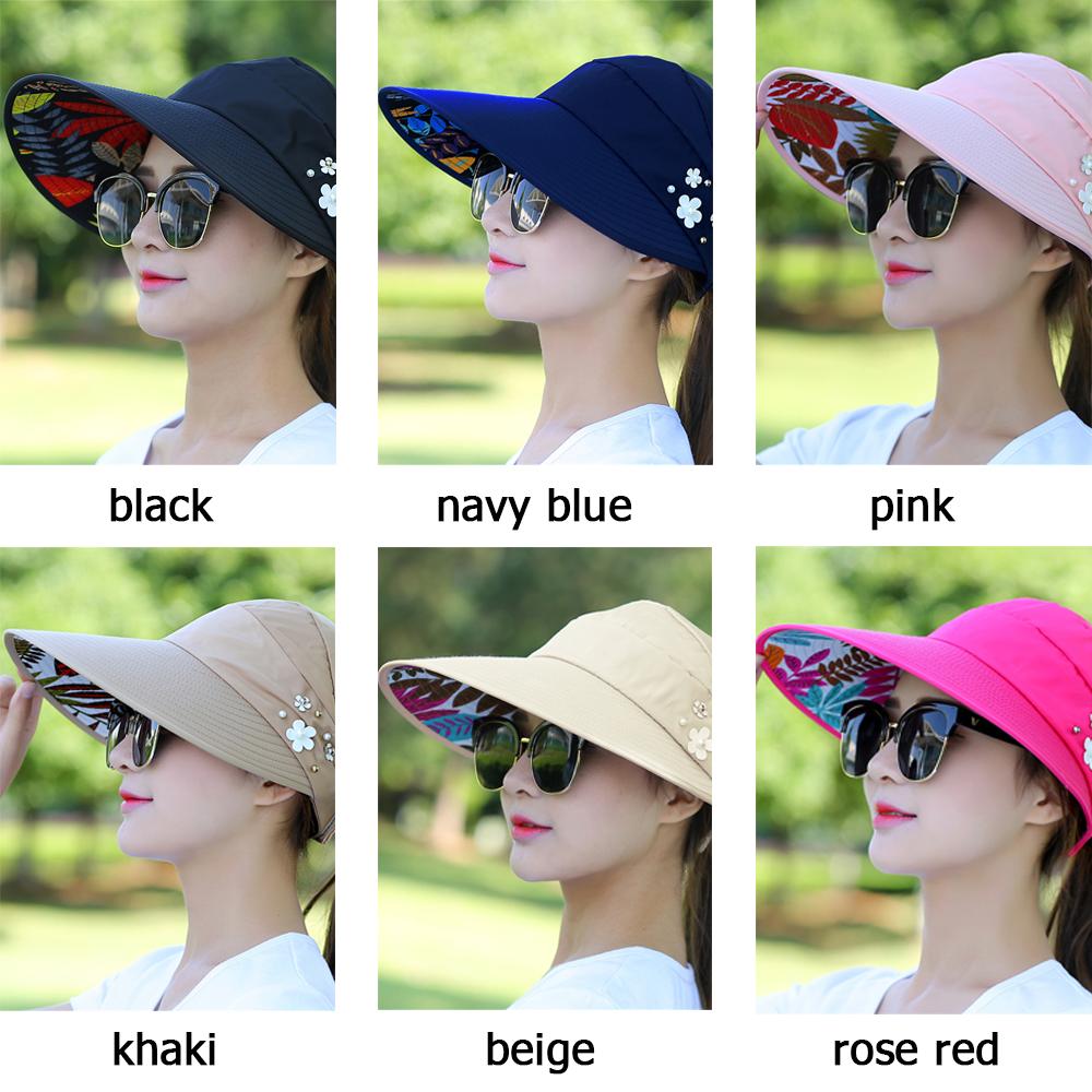Vacation Wide Brim Foldable Anti-UV Visor Caps Sun Hat Beach Cap Casual Hats