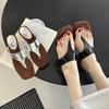 French Niche Design Slope Heel Flip-flops Shoes Women's Outer Wear 2025 Summer New Silver Roman Sandals