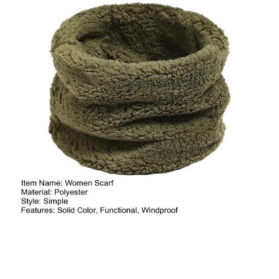Women Scarf Solid Color Thickened Plush Soft Fabric Winter Scarf Outdoor Activities Cycling Windproof Cold Weather Scarf