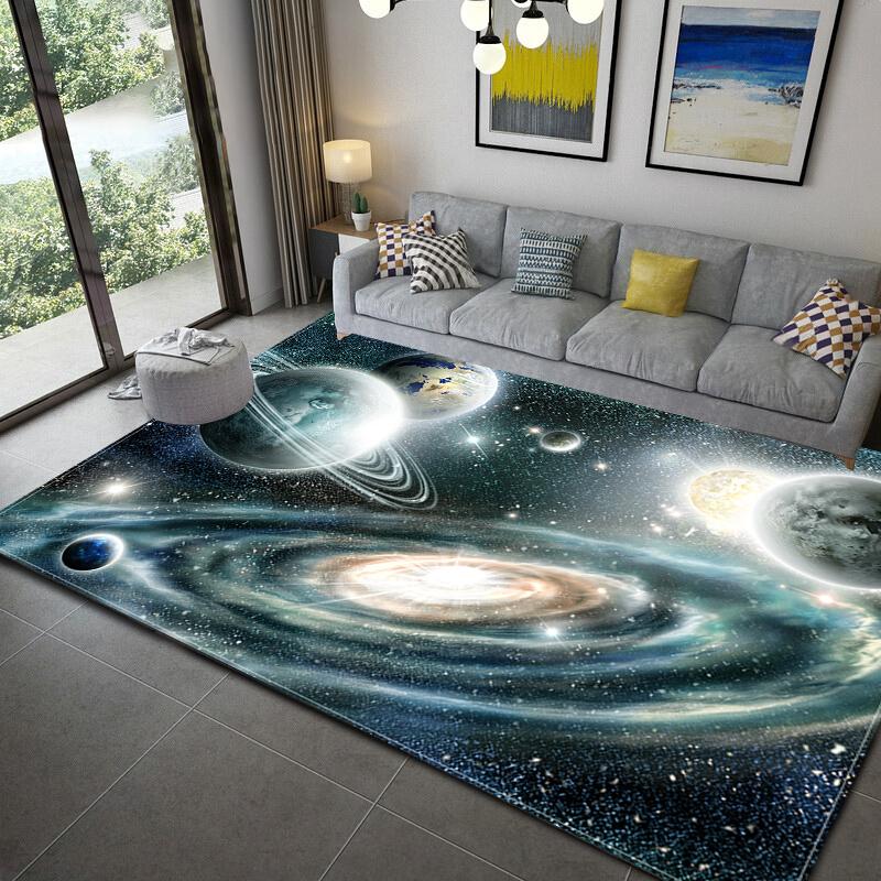 Fashion 3D Printed Earth Large Carpets Galaxy Space Pattern Carpet Parlor Big Carpet Living Room Bathroom Mat Anti-slip