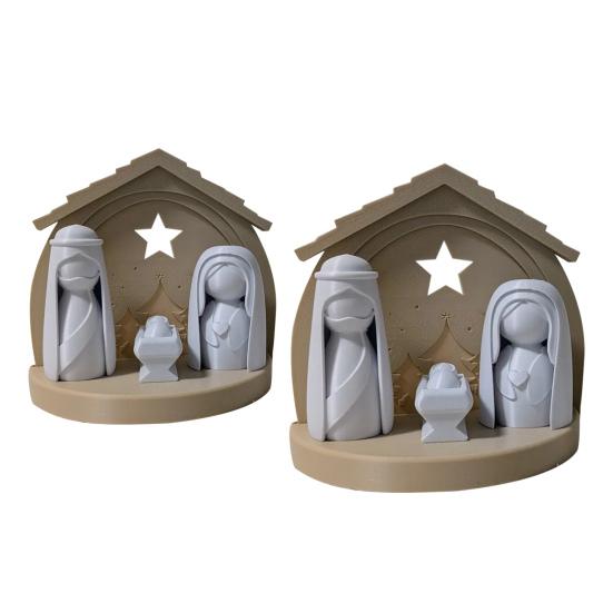 Nativity Set Figurine Lighted Jesus Nativity Scene Collection with Manger And Figures for Christmas