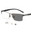 Trendy Business Photochromic Myopia Glasses for Male Men's Vintage Half Frame Anti-blue Eyewear Smart Color Changing Sunglasses