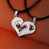 New Single Heart Couple Necklace Heart Shaped Diamond Pendant Valentine Gift Couple Pendant