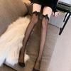 1 Pair Women Stockings See-through Ultra-thin Mesh Bow Decor High Elasticity Over-the-Knee Skinny Solid Color Japanese Style Anti-slip Long Thighs
