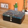 Tinplate Box with Lock Key Desktop Storage Box Cosmetics ID Storage Household Jewelry Empty Box