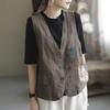 Vest Women's Casual Retro Loose Sleeveless Vest Waistcoat Vest Jacket
