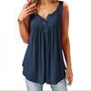 Plus Size Casual Sleeveless Tops Sexy Deep V-neck Halter Button Blouse Ladies Swing Flowy Vest