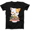 Ramen Cat Anime Kawaii Neko Cute Japanese Noodle Gift Tee Black T Shirt 17