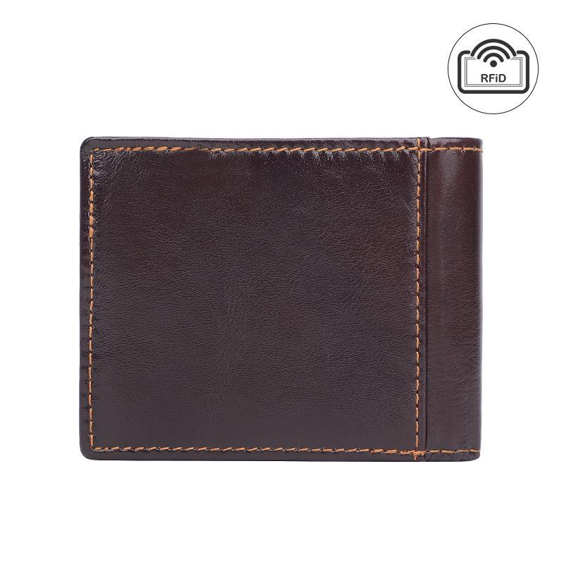 Waxed Leather Men's Bi-Fold Wallet with RFID, Dollar Clip & Multi-Card Holder
